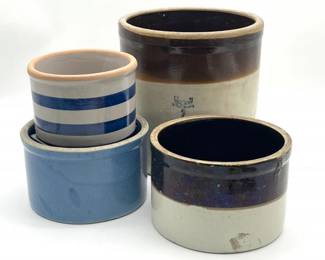 113 FourStonewareCrocksinVariousSizes