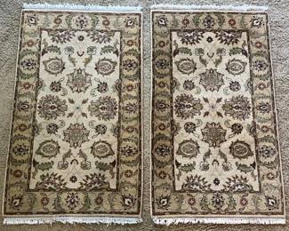156 Pairof31x5HandKnottedFloralRugs