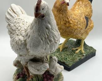 99 TwoVintageStyled14CeramicHens