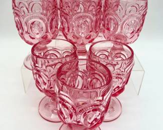 27 Setof8PinkMoonandStarsGobletsbyLGWright