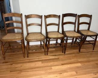 14 HandCanedVintageWoodenChairs