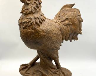 17 Large24TallRusticStyledResinRoosterStatue