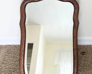 46 AntiqueHandCarvedWoodFramedMirror