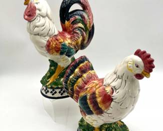 102 ColorfulCeramicChickenPairbyCBKLLC
