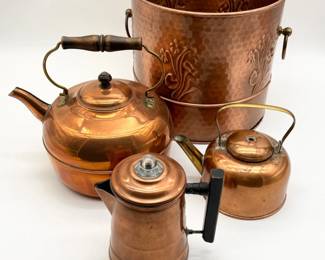 13 VintageCopperLotFeaturingRevereWareTeapot