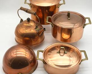 38 CopperMixingBowlandRevereWarePotsandKettle