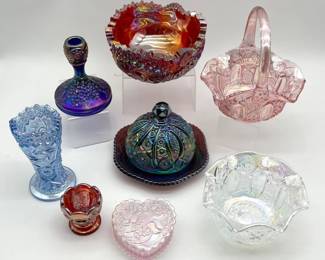 90 ColorfulVarietyofCarnivalGlassLot