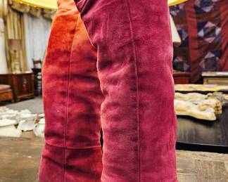 Italian fuscia suede knee high boot, 1980s, size 8B