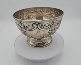 Sheffield England Sterling presentation bowl/ flower bowl. 19th c., monogrammed "L"