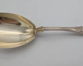 American made serving spoon sterling silver with gilt bowl