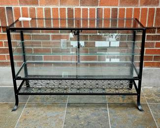 Glass display case with key