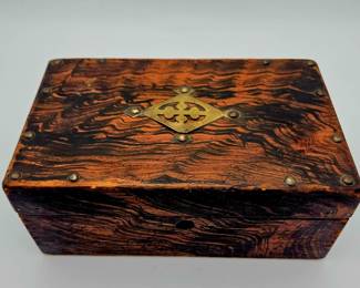 Beautiful coromandel wooden vanity or jewelry box with brass detail 19th c.