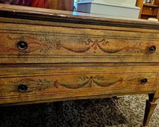 Italian hand painted 19th c Commode w two drawers
