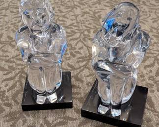 Oversized Murano Glass figures, of boy and girl, sculptures on stands
