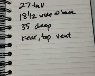 Wood stove dimensions. Rear exhausted, I think 6 inch pipe