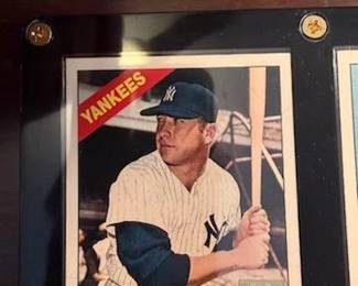 1996 Topps Mickey Mantle Commemorative Set (19 cards) also includes the Bowman Rookie Mantle reprint and comes with a quality custom wooden wall plaque engineered to hold 5 rows of encased and sealed Cards at 4 cards per row a picture of the plaque with cards will follow. The cards and plaque will be selling as a set with price to be determined.
