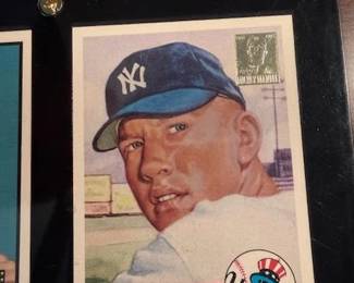 1996 Topps Mickey Mantle Commemorative Set (19 cards) also includes the Bowman Rookie Mantle reprint and comes with a quality custom wooden wall plaque engineered to hold 5 rows of encased and sealed Cards at 4 cards per row a picture of the plaque with cards will follow. The cards and plaque will be selling as a set with price to be determined.