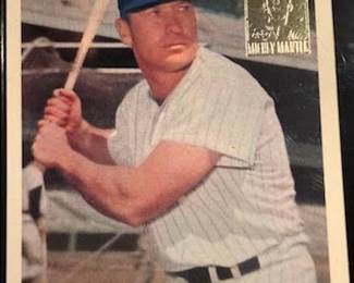 1996 Topps Mickey Mantle Commemorative Set (19 cards) also includes the Bowman Rookie Mantle reprint and comes with a quality custom wooden wall plaque engineered to hold 5 rows of encased and sealed Cards at 4 cards per row a picture of the plaque with cards will follow. The cards and plaque will be selling as a set with price to be determined.