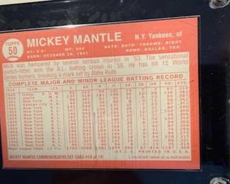 1996 Topps Mickey Mantle Commemorative Set (19 cards) also includes the Bowman Rookie Mantle reprint and comes with a quality custom wooden wall plaque engineered to hold 5 rows of encased and sealed Cards at 4 cards per row a picture of the plaque with cards will follow. The cards and plaque will be selling as a set with price to be determined.