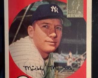 1996 Topps Mickey Mantle Commemorative Set (19 cards) also includes the Bowman Rookie Mantle reprint and comes with a quality custom wooden wall plaque engineered to hold 5 rows of encased and sealed Cards at 4 cards per row a picture of the plaque with cards will follow. The cards and plaque will be selling as a set with price to be determined.