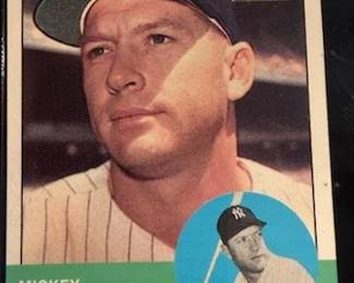 1996 Topps Mickey Mantle Commemorative Set (19 cards) also includes the Bowman Rookie Mantle reprint and comes with a quality custom wooden wall plaque engineered to hold 5 rows of encased and sealed Cards at 4 cards per row a picture of the plaque with cards will follow. The cards and plaque will be selling as a set with price to be determined.