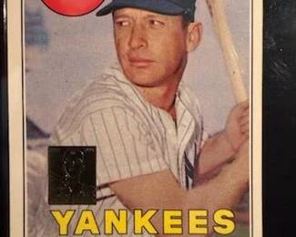 1996 Topps Mickey Mantle Commemorative Set (19 cards) also includes the Bowman Rookie Mantle reprint and comes with a quality custom wooden wall plaque engineered to hold 5 rows of encased and sealed Cards at 4 cards per row a picture of the plaque with cards will follow. The cards and plaque will be selling as a set with price to be determined.