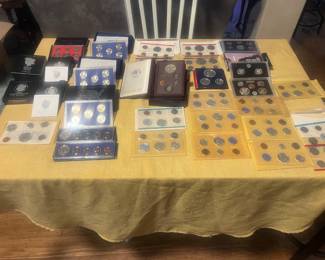 Silver coins and uncirculated coin sets