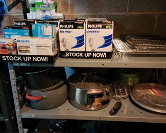 Lightbulbs pots pans