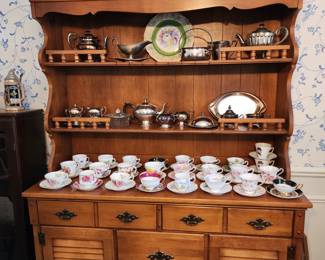 Step back cabinet and tea cups and saucers
