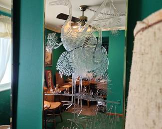 Etched bird decorative mirrors