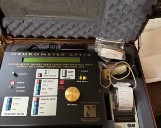 Neurometer. Neural Selective Sensory Nerve Conduction threshold (sNCT) testing, or Current Perception Threshold (CPT) testing. Is a non-invasive diagnostic method that measures the minimal electrical stimulation required to elicit sensation, using varying frequencies (2000 Hz, 250 Hz, 5 Hz),it selectively assesses large myelinated (A-beta), small myelinated (A-delta). and unmyelinated (C) sensory nerve fibers.