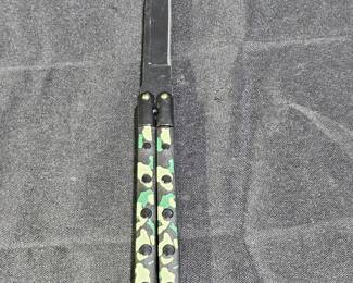 German Camouflage Black Blade Butterfly Knife