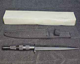  Fairbairn-Sykes Style Black Blade Dagger w/ Sheath