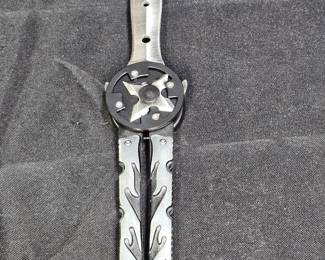 Black Aluminum and Stainless Steel Butterfly Knife