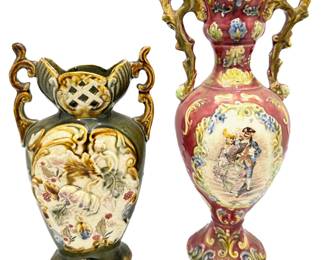 2 Art Nouveau Ornate Floral Vases With Gold Accents
Lot #: 14