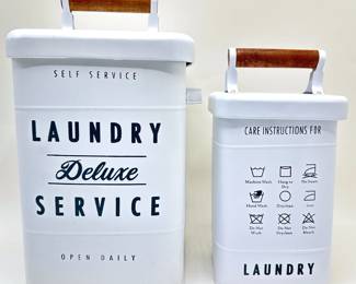 Set 2 New Retro Style Laundry Detergent Tin Canisters With Wood Handles
Lot #: 122