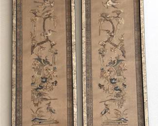 Pair Antique Chinese Silk Embroidery Panels With Birds
Lot #: 46