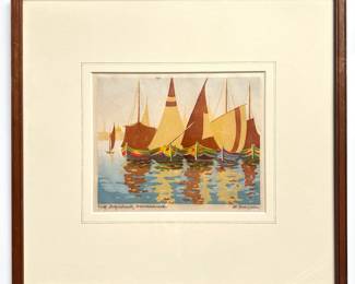 Rudolf Hayder (B1900 Austrian) Woodblock Print "Boats On The Grand Canal, Venice" With Receipt For $325
Lot #: 68
