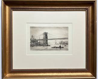 Reynolds Beal (1929 American) Limited Edition Etching Of Brooklyn Bridge With Original Receipt For $757
Lot #: 18