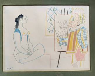 Pablo Picasso (1954 Spanish) Original Color Lithograph With Original Receipt "The Human Comedy"
Lot #: 5