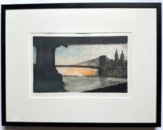 Arthur Cohen (1982 American) Limited Edition Hand Painted Etching Of Brooklyn Bridge With Receipt For $281
Lot #: 37