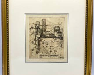 Frances F. Dodge (1898 American) Limited Edition Etching Of Brooklyn Heights & Brooklyn Bridge With Original R
Lot #: 40