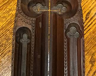 Wooden cross carving