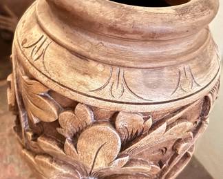 Carved wooden vase - 11-12 inch