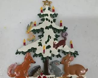 Bambi and Friends Ornament by Wilhelm Schweizer Painted Pewter Christmas Ornament