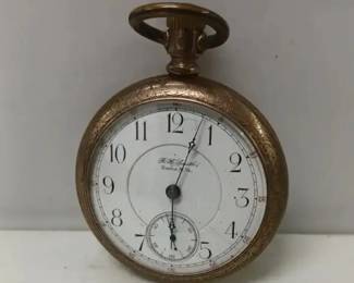 R. H. Smith Pocket Watch Hinton, West Virginia Maker w TrainEtched Case