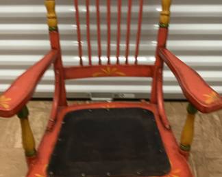 HandPainted Wood Rocking Chair with Folk Art Details