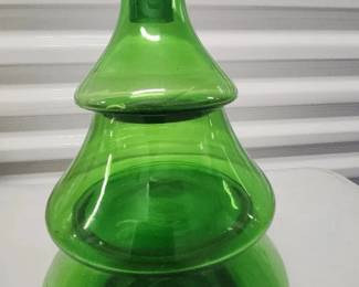 Green Glass Christmas Tree Candy Dish