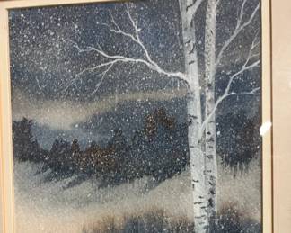 Snowy Tree Framed Art by Lou Riffe Broken Glass