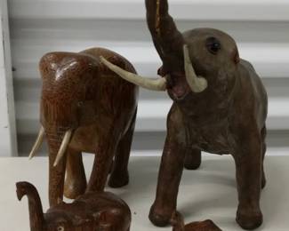 Set of 4 HandCarved Wooden Elephants